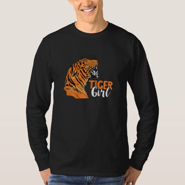Tiger Girl Bengal Tiger Face African Safari Zookee T Shirt (Framsida)