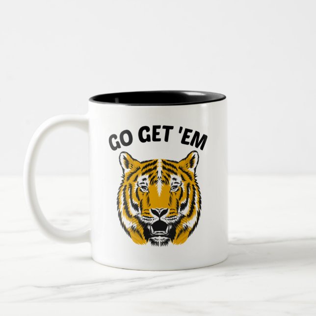 TIGER GO GET 'EM Dubbelsidig Tvåtons KAFFEKOPP (Vänster)