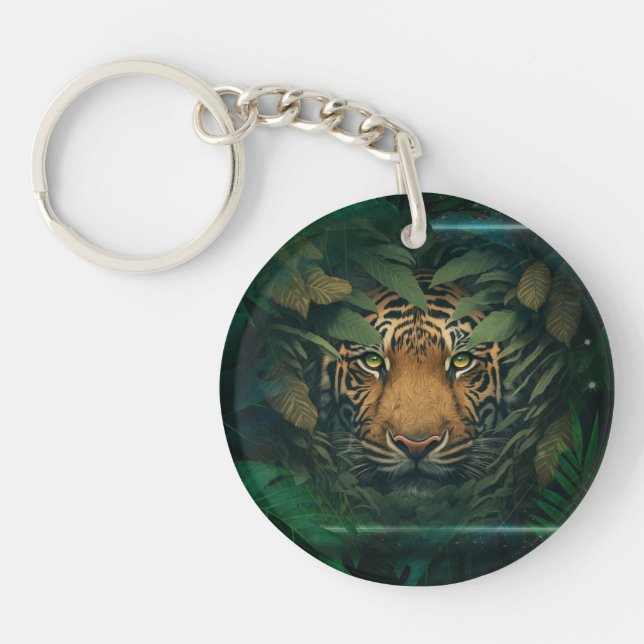 Tiger gömmer sig i lövverk               (Framsidan)