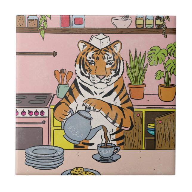 Tiger gör te kakelplatta (Framsidan)
