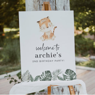 Tiger Greenery Birthday Välkommen Poster