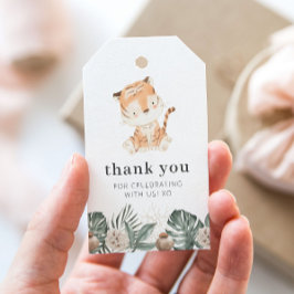 Tiger Greenery Blommigt Birthday Presentetikett