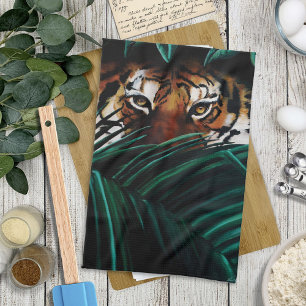 Tiger Grönt Jungle Löv Kökshandduk
