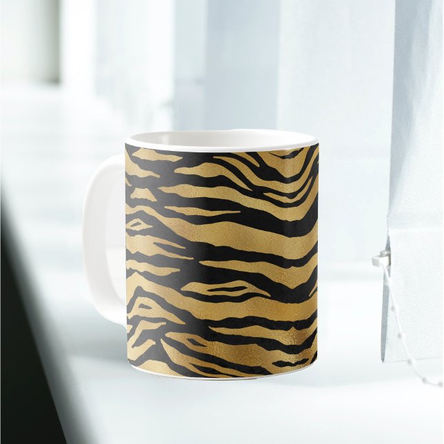 Tiger Guld Black Animal Print Kaffemugg (Skapare uppladdad)