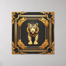 Tiger guld och svart prydnadsdjur ram