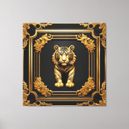 Tiger guld och svart prydnadsdjur ram canvastryck