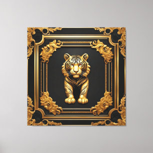 Tiger guld och svart prydnadsdjur ram canvastryck
