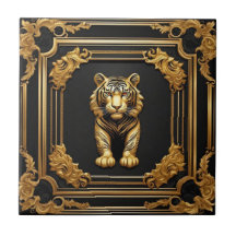 Tiger guld och svart prydnadsdjur ram
