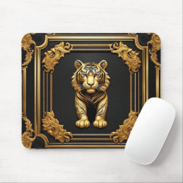 Tiger guld och svart prydnadsdjur ram musmatta