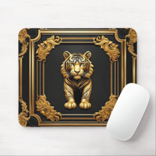 Tiger guld och svart prydnadsdjur ram musmatta