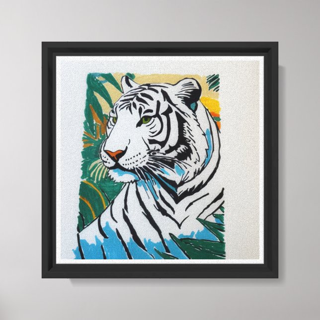 Tiger Handmålad av Mark Elsen Canvastryck (Framsida)