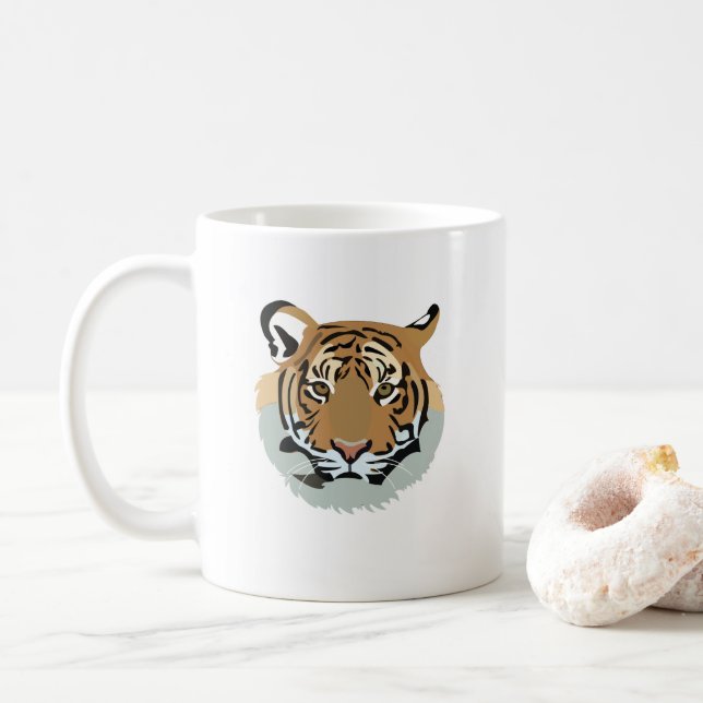 Tiger Head Ansikte Vild Animal Tiger Kaffemugg (Med munk)