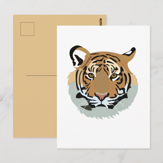 Tiger Head Ansikte Vild Animal Tiger Vykort (Fram/baksida)