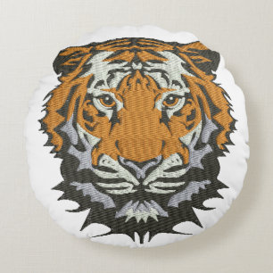 Tiger Head Broderi Imitation -> Tiger Head Broder Rund Kudde