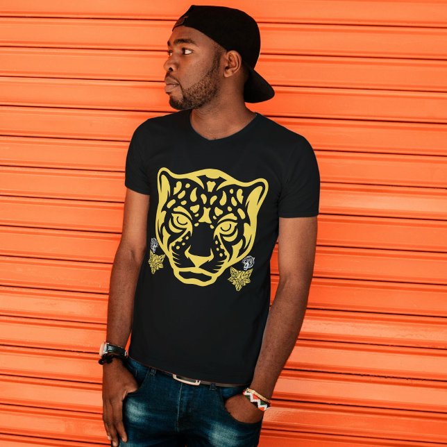 Tiger Head Graphic Leopard Head Big Cat Black T Shirt (Skapare uppladdad)