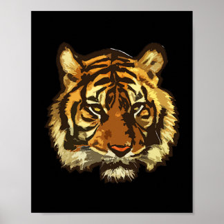 Tiger Head Graphics, realistisk tiger head tecknin Poster