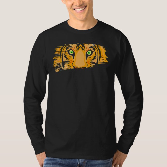 Tiger Head Grönt Öga Wildlife Wilderness Predator T Shirt (Framsida)