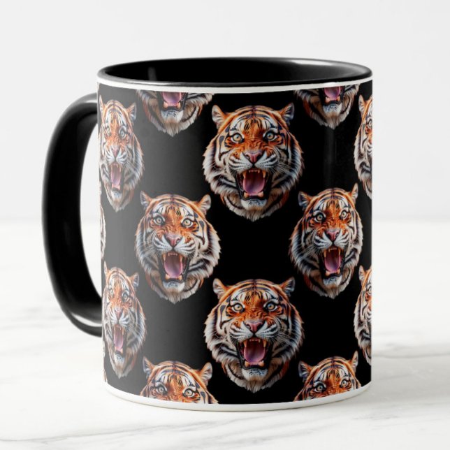 Tiger Head Mönster Design - Black Mugg (Skapare uppladdad)