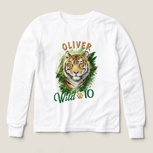 Tiger Head Name Birthday Party Guest of Honor T Shirt (Design framsida)