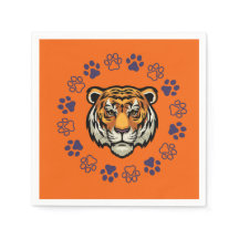 Tiger Head Napkin Orange & Blue