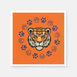 Tiger Head Napkin Orange & Blue Pappersservett
