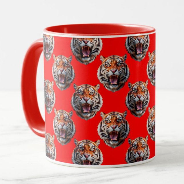 Tiger Head Pattern Design Red Mugg (Skapare uppladdad)