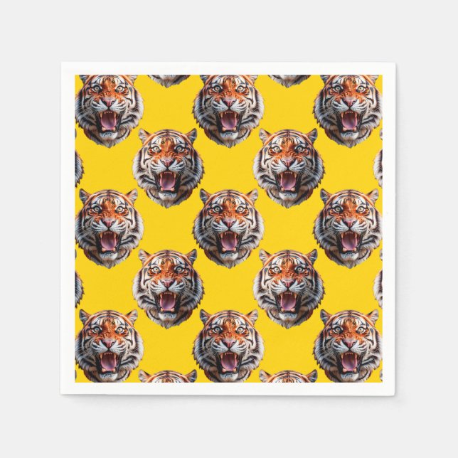 Tiger Head Pattern Design Yellow  Pappersservett (Framsidan)