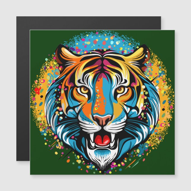 Tiger Head Rainbow colors paint stains (Fram/baksida)