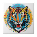 Tiger Head Rainbow colors paint stains Kakelplatta<br><div class="desc">Tiger Head Rainbow colors paint,  created with Vector Graphic Art Technique. Original Design Copyright BluedarkArt TheChameleonArt.</div>