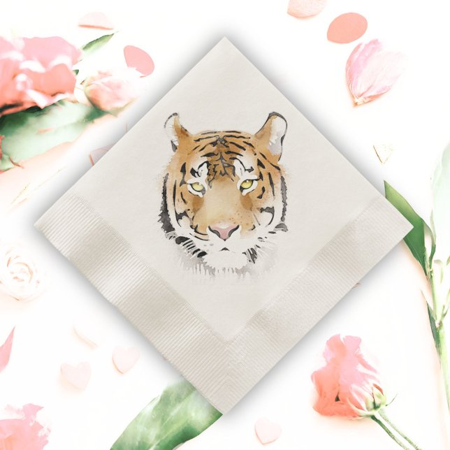Tiger Head Watercolor Animal Birthday Pappersservett (Skapare uppladdad)