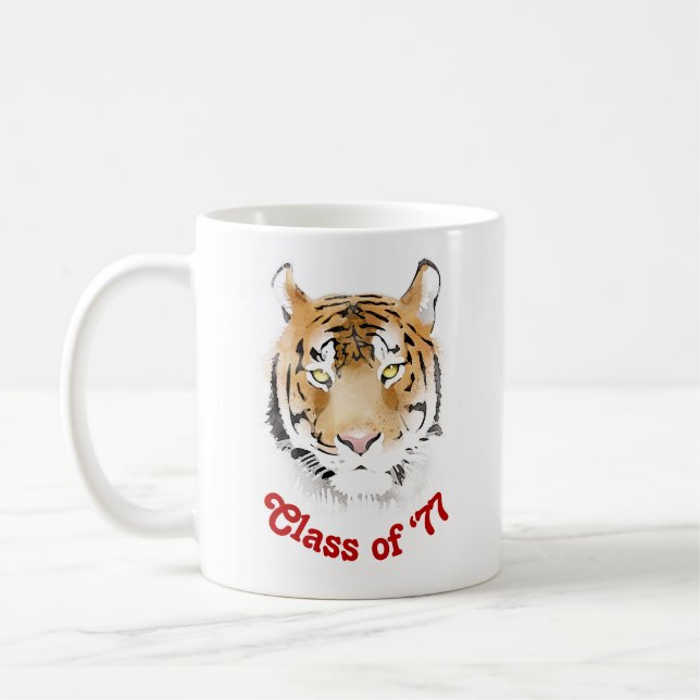 Tiger Head Watercolor Klassåterträffsfest Kaffemugg (Vänster)