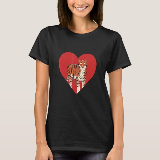 Tiger Heart Safari Wildlife Animal Zookeeping T Shirt (Framsida)