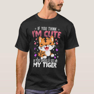 Tiger Heart Valentine Day Animal for Womens Kids T Shirt