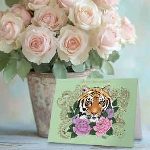 Tiger Henna Rosa Lila blommor Kort