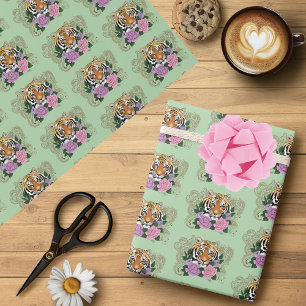 Tiger Henna Rosa Lila blommor Presentpapper