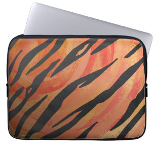Tiger Het orange och svart tryck Laptop Sleeve