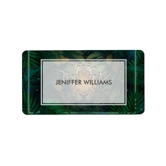 Tiger hiding in Foliage                Adressetikett (Framsidan)