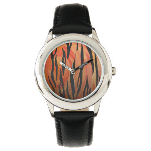 Tiger hoad orange och svart tryck armbandsur