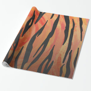 Tiger hoad orange och svart tryck presentpapper