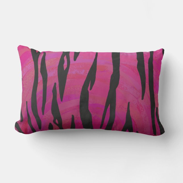 Tiger Hot Pink och Svart Tryck Lumbarkudde (Framsida)