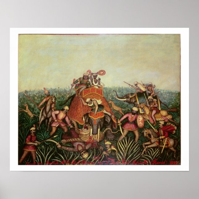 Tiger Hunt, 1892 (olja på canvas) Poster (Framsidan)