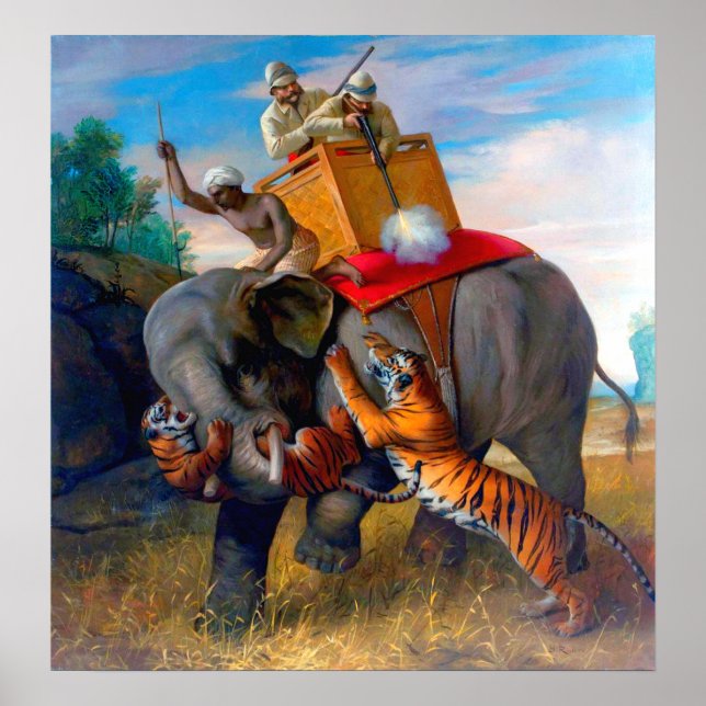 Tiger Hunting Briton Rivière 1920 Poster (Framsidan)