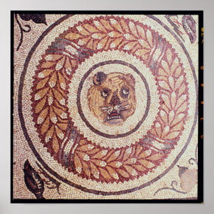 Tiger huvud, romersk mosaik, 4th århundrade för poster