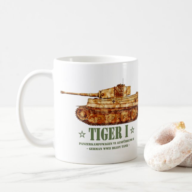 Tiger I Andra Världskriget Tysk Tung Stridsvagn Pa Kaffemugg (Med munk)