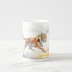 Tiger i åtgärd 2 benporslin mugg