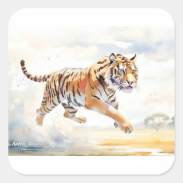 Tiger i åtgärd 2 fyrkantigt klistermärke