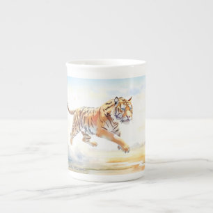 Tiger i åtgärd 3 benporslin mugg