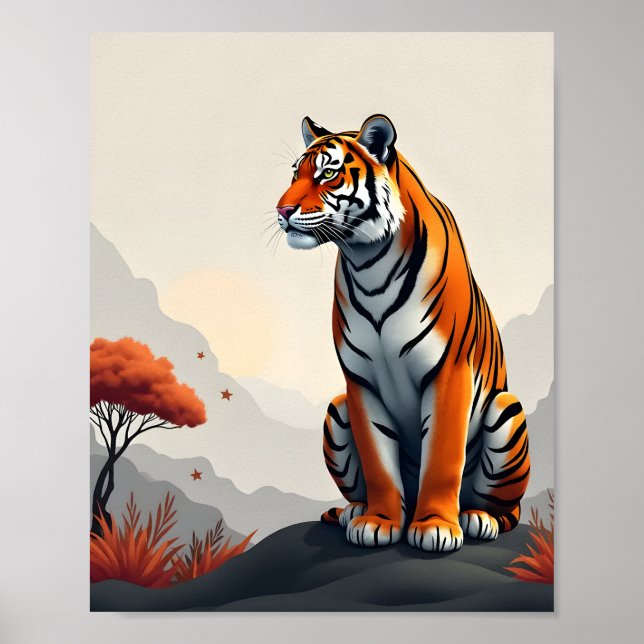 Tiger i bergslandskapet poster (Framsidan)