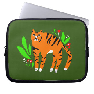 Tiger i blommor Electronics Bag Laptop Fodral