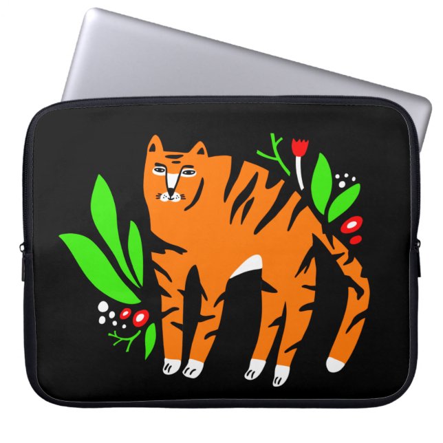 Tiger i blommor Electronics Bag Laptop Fodral (Framsidan)